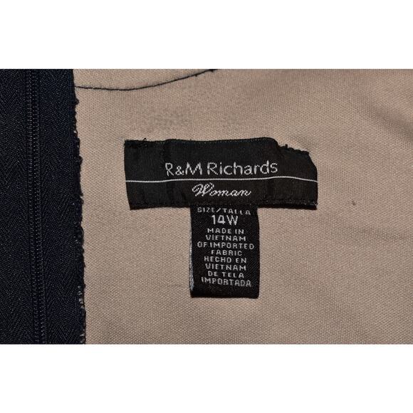 R&M RICHARDS $188 Shimmer Lace Bodice Sleeveless‎ Maxi Dress Navy Size 14W - Picture 5 of 5